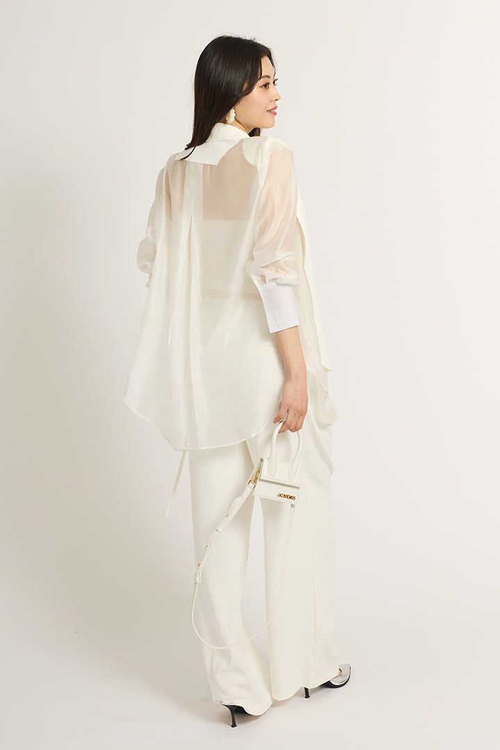 【SET】シアーライトジャケット+フラッフィーキャミソール+サテンワイドパンツ(3set)