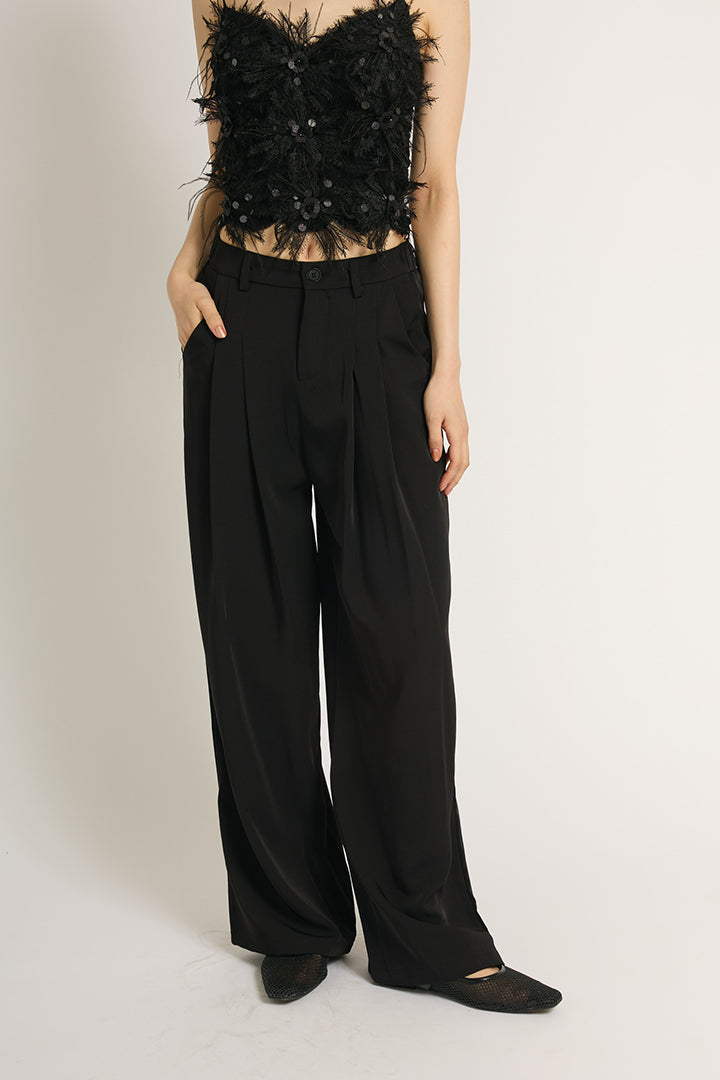 サテンワイドパンツ