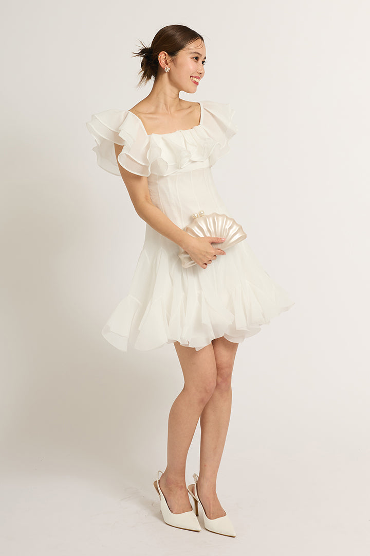 フリルチュールミニドレス