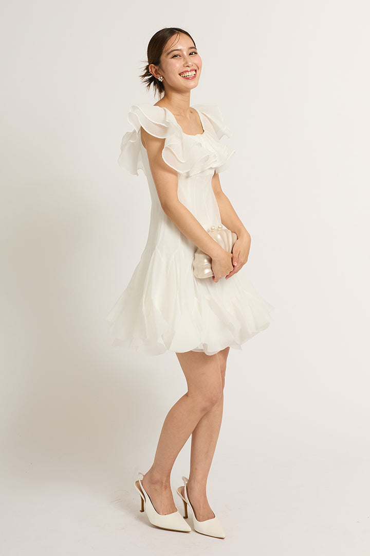 フリルチュールミニドレス