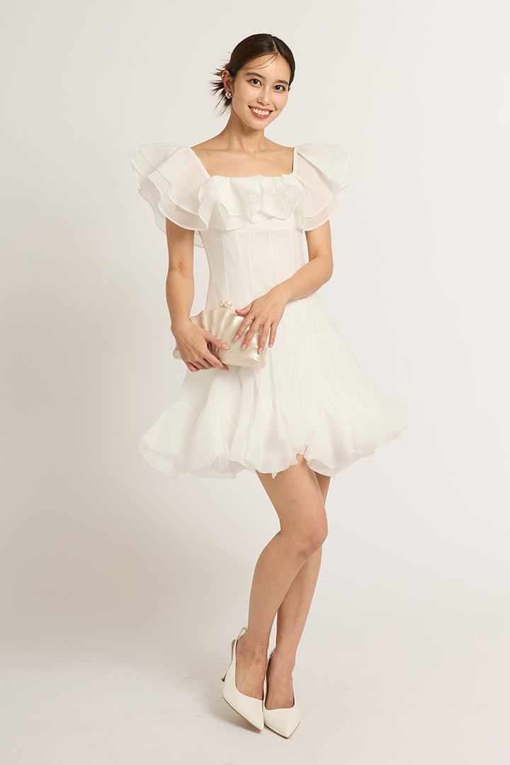 フリルチュールミニドレス