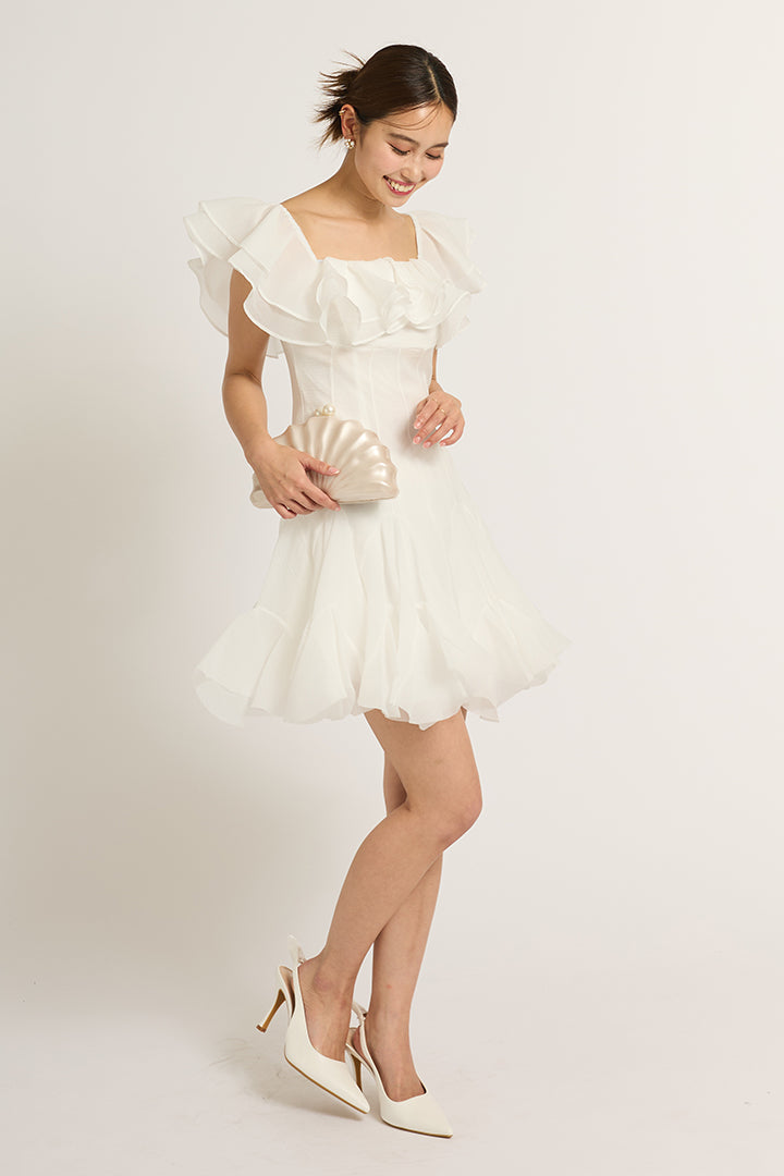 フリルチュールミニドレス