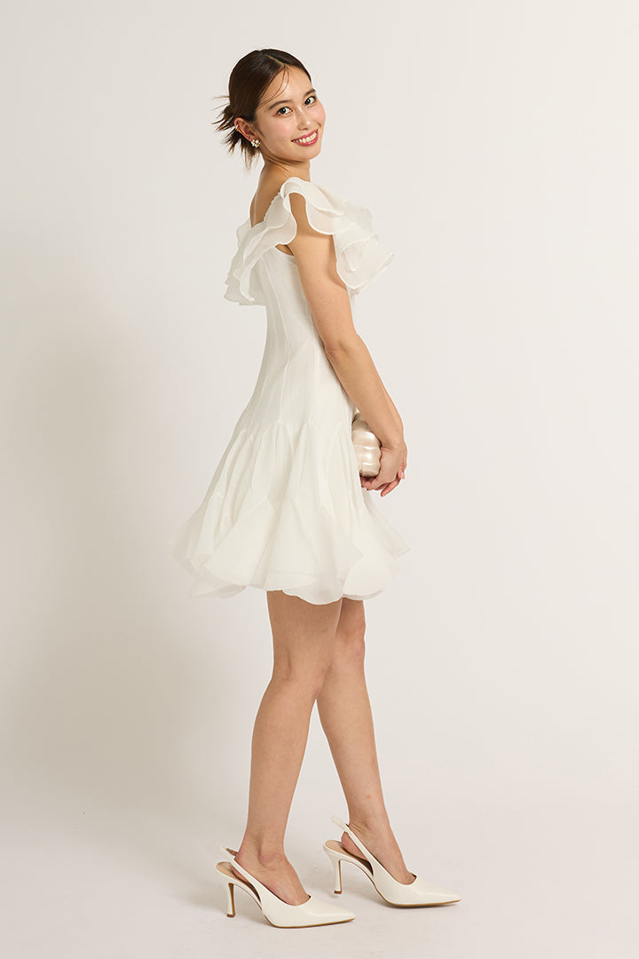 フリルチュールミニドレス