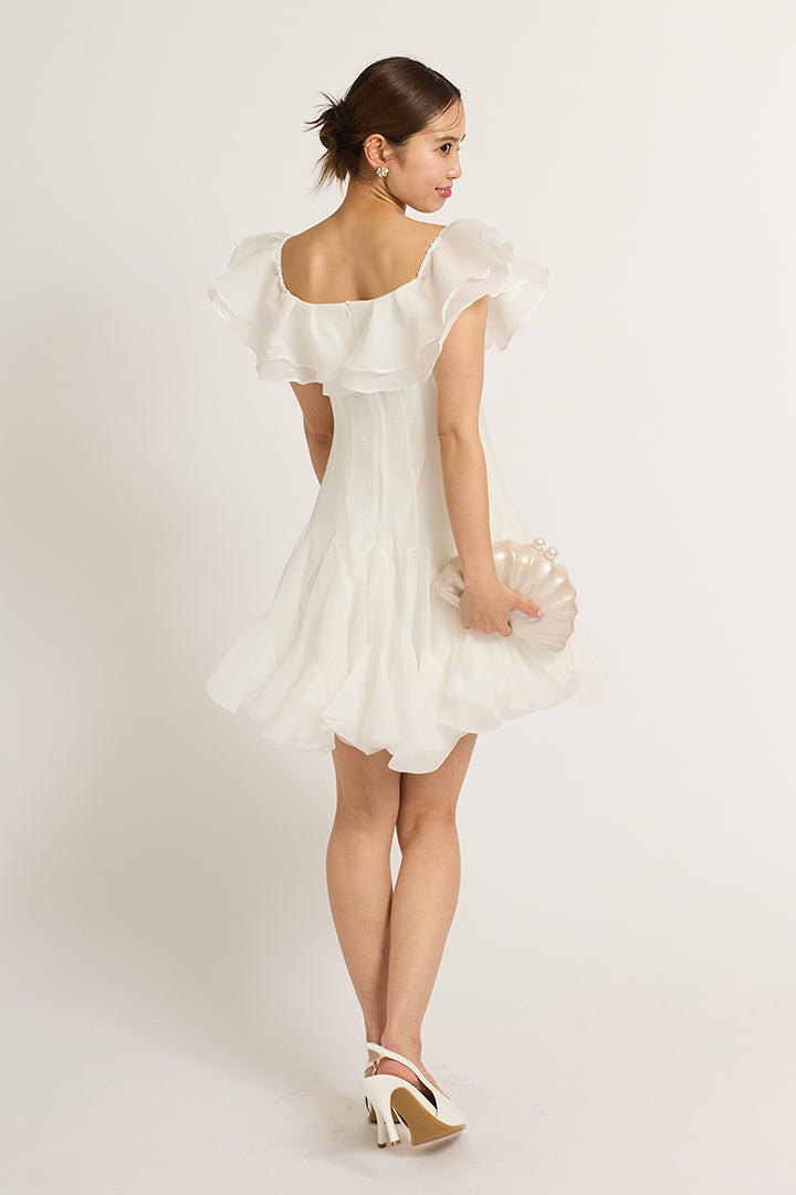 フリルチュールミニドレス