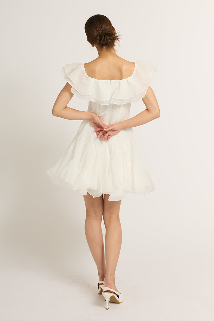 フリルチュールミニドレス