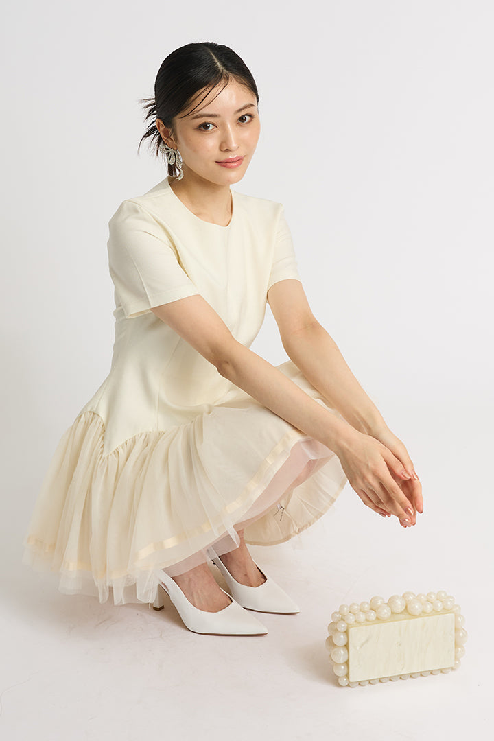 チュールミニドレス